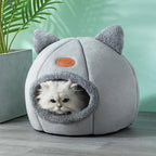 Grotte d'hiver pour chat en velboa — vue 2