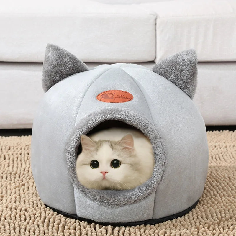 Grotte d'hiver pour chat en velboa — vue 6