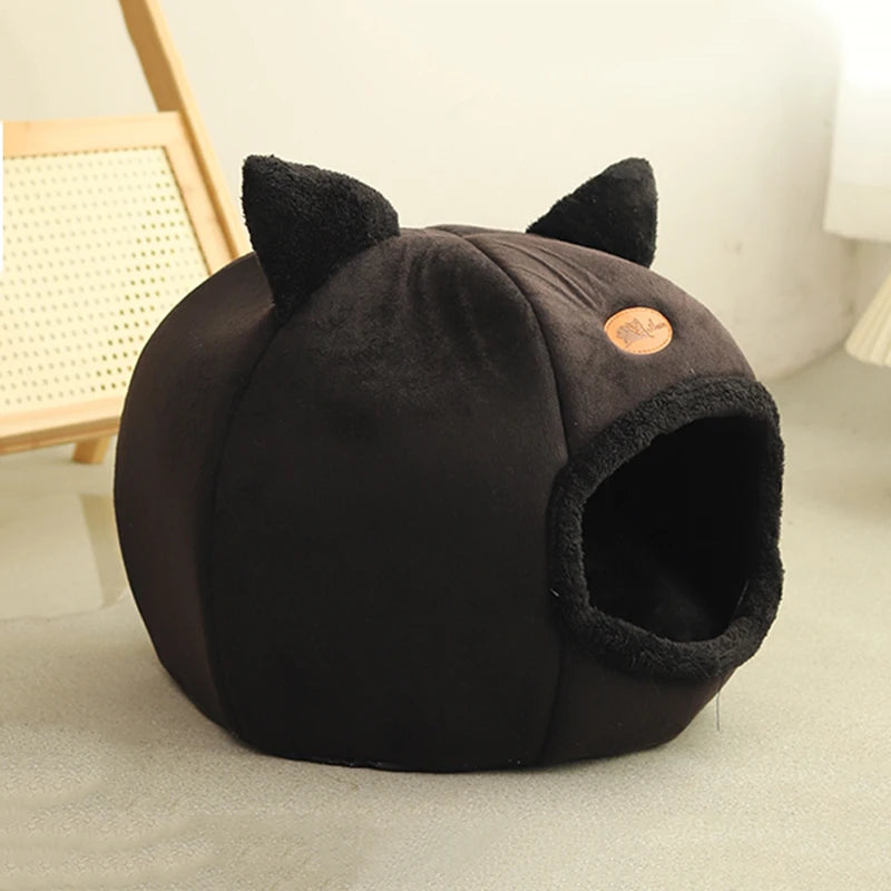 Grotte d'hiver pour chat en velboa — vue 4
