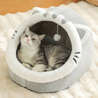 Maison douillette pour chat avec oreilles et pompon — vue 6