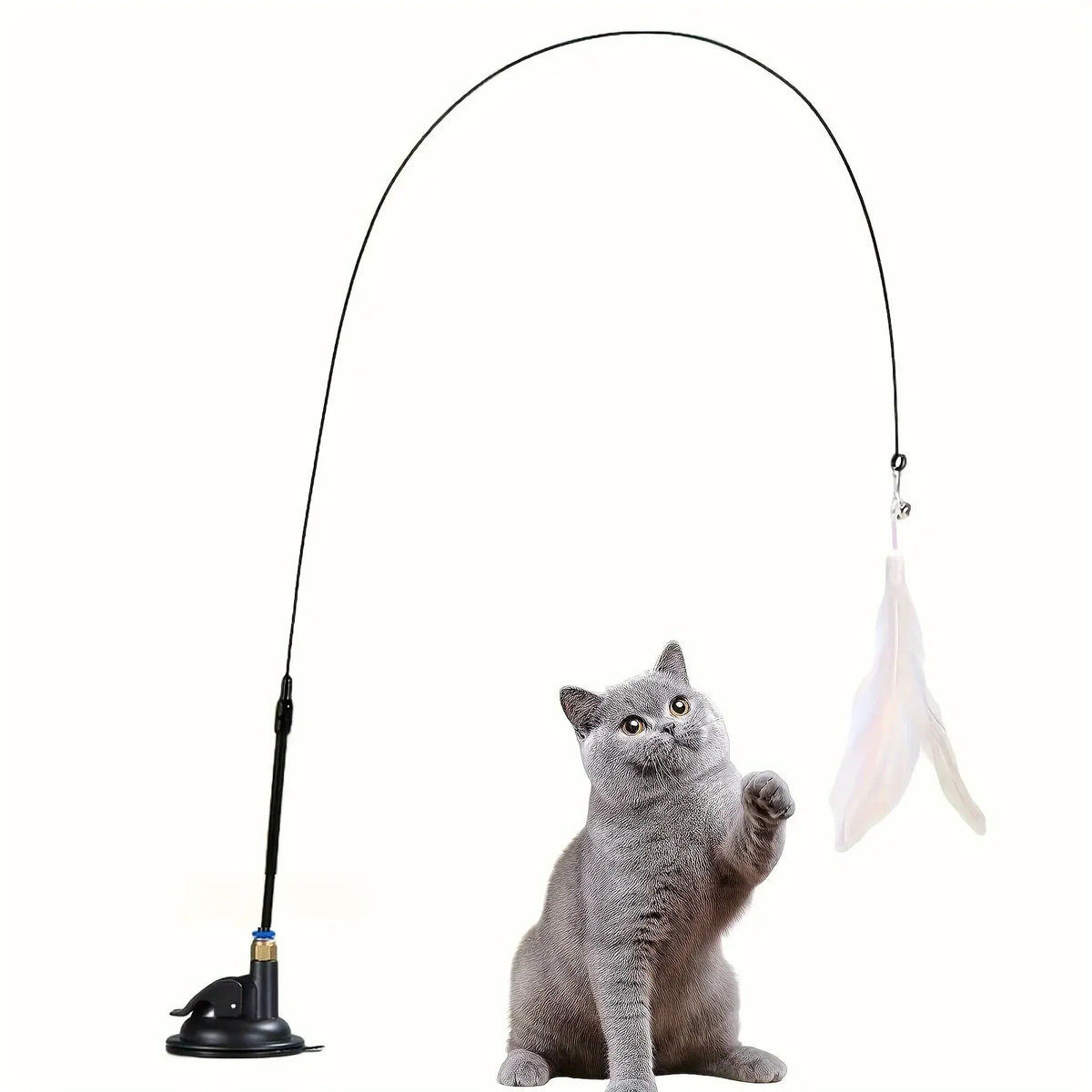 Perche à plumes géante sur ventouse pour chat