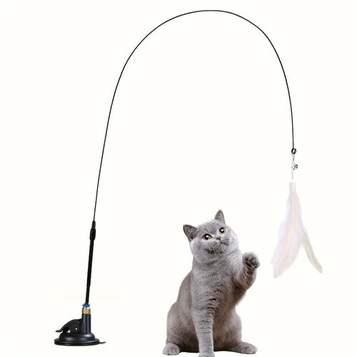 Perche à plumes géante sur ventouse pour chat