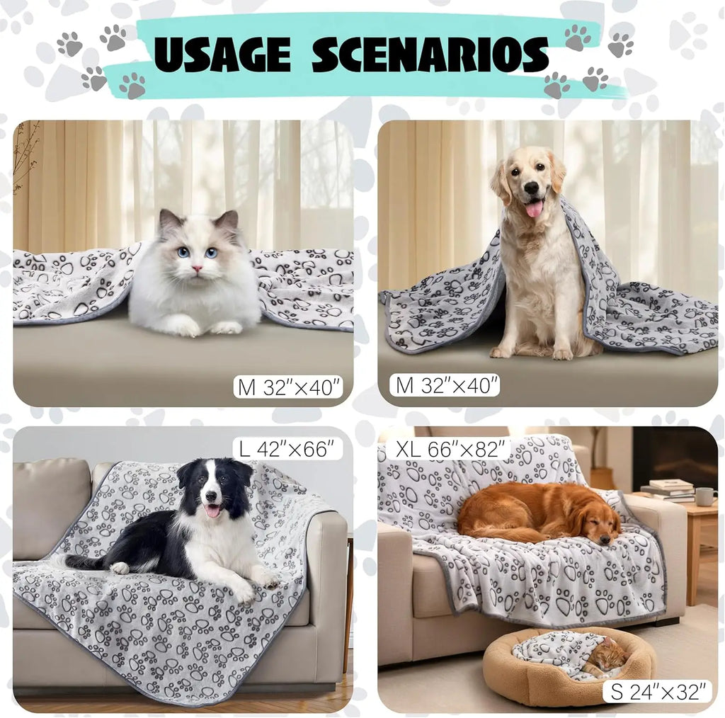 Couverture douce à motif pattes pour chien et chat — vue 3