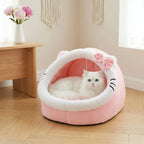 Maison douillette pour chat avec oreilles et pompon — vue 2