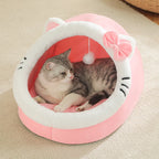 Maison douillette pour chat avec oreilles et pompon — vue 7