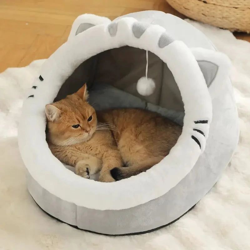 Maison douillette pour chat avec oreilles et pompon — vue 5