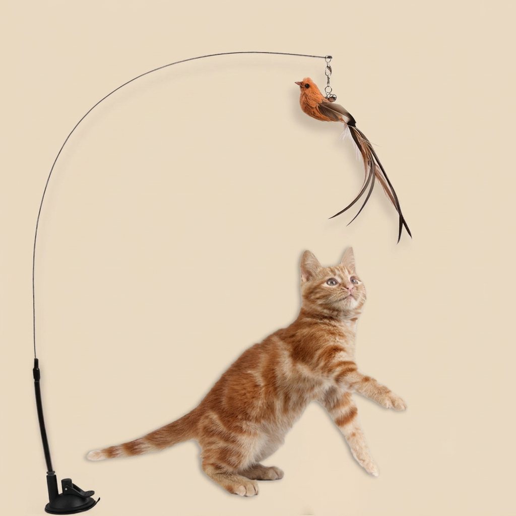 Oiseau sur perche à ventouse pour chat
