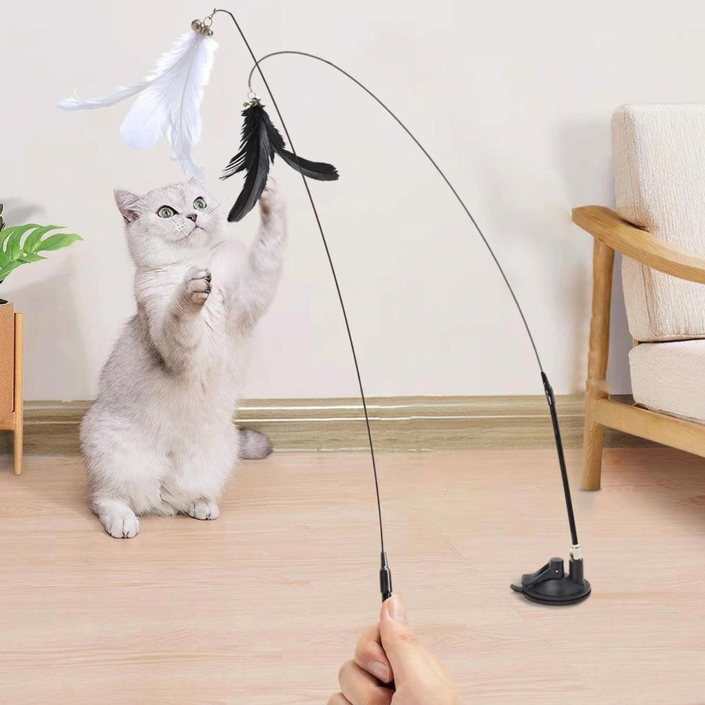 Canne à plumes sur ventouse pour chat — vue 2