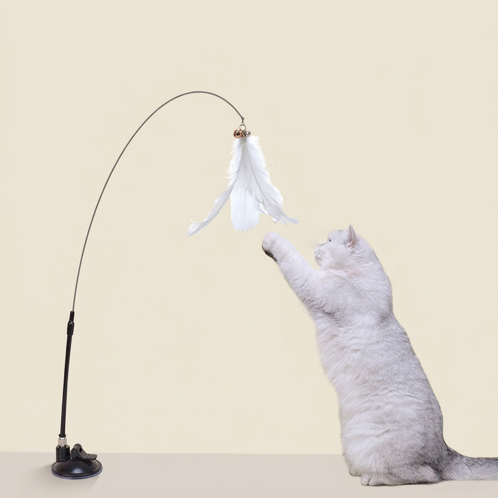 Canne à plumes sur ventouse pour chat — vue 3
